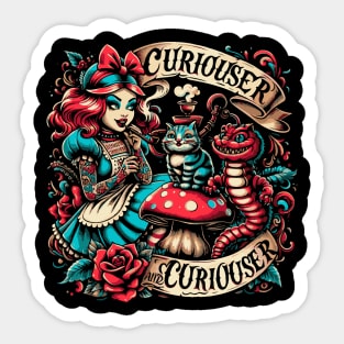 Punk Psychedelic Alice in Wonderland - Curiouser - Trippy Sticker